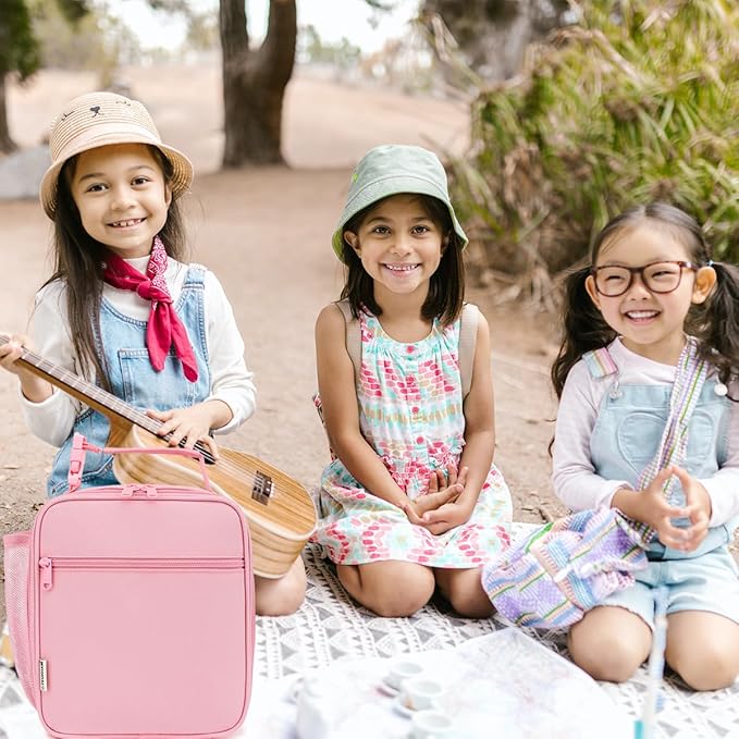 Lunch Box for Kids Boys Girls Men Women, Insulated Small Soft Cooler Lunch Bag Kit for School Work Picnic Travel - Reusable Portable lunchbox, Pink