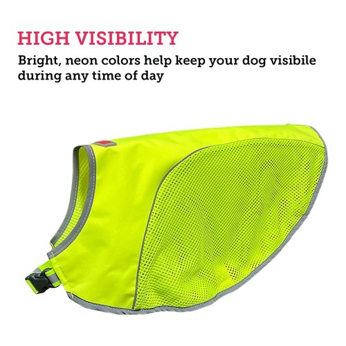 KONG Sport Hiker High Visibility Dog Safety Vest, Reflective Jacket Apparel for Low Light Conditions Outdoors, Walking, and Running, Small Medium and Large Dogs (Small), Neon Green