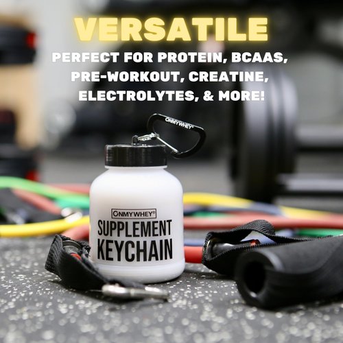 Protein Powder Container Funnel to Go 180ml - Travel Water Bottle Funnel for Mixes, Portable Pre Workout Supplement Containers & Dispenser Funnels, Mini Preworkout Supplements Holder Keychain Bottles