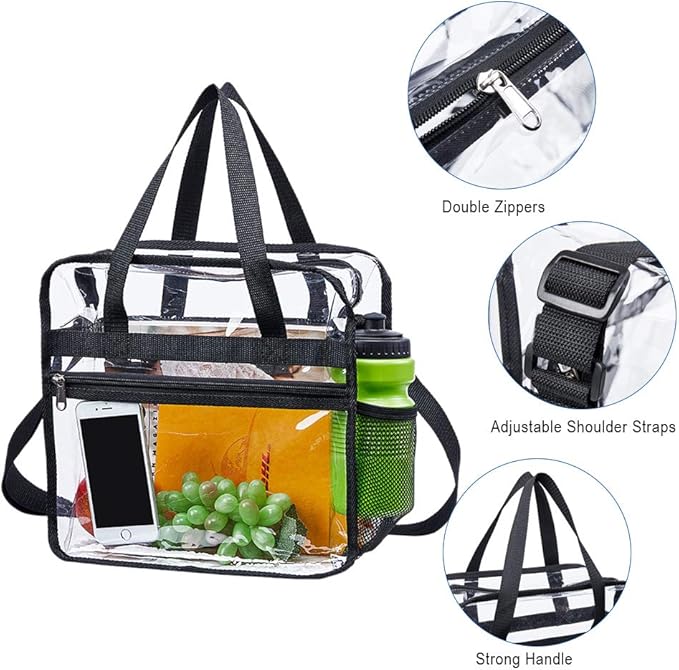 Clear Bag Stadium Approved, Security Approved Clear Tote Bag,12" x 12" x 6"
