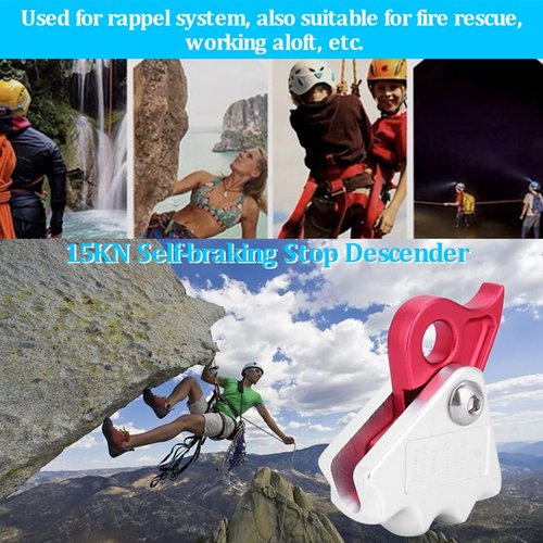 Nurnesy 15KN Self Braking Stop Abseiling Device 9-12mm Rope Rappel Rappel Ring Climbing Equipment