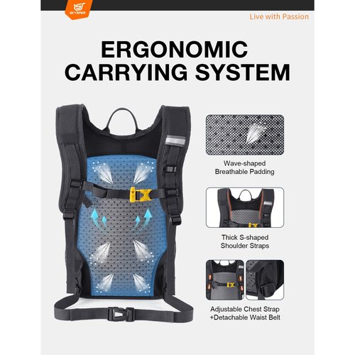 SKYSPER Small Hiking Backpack 15L Lightweight Travel Daypack for Camping Travelling Breathable Walking Daybag for Women Men