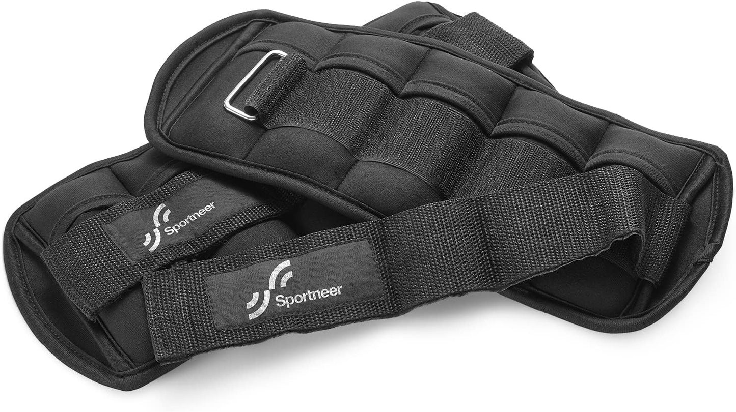 Sportneer Adjustable Ankle Weights 1 Pair 2 4 6 8 10 Lbs Leg Weight Straps for Women Men, Weighted Ankle Weights Set for Gym,Fitness, Workout,Walking, Jogging,1-5 lbs Each Ankle, 1 Pair 2-10 lbs