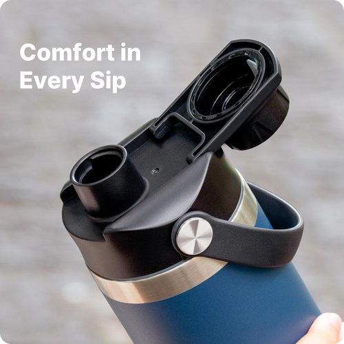 Bluwing Spout Lid for Yeti Rambler Water Bottle 18 26 36 64 oz and Jr. 12 oz Kids Bottle, Replacement Lids with Flexible Handle for YETI Rambler Bottles, BPA Free（Black-2 Pack）