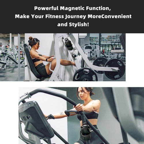 DuoLizDe Magnetic Water Bottle Holder with Strap fits 18-46oz, 6 Built-in Magnets Gym Bag Attach to Fitness Equipment, Water Bottle Carrier with Phone Pockets, Magnetic Gym Bag, Gyms Essential