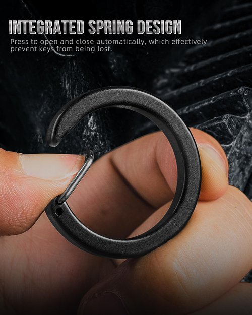 FEGVE Round Durable Carabiner Keychain Clip, 1.06" Titanium Black Spring Snap Hook Key Chain Clip for Keys DIY Crafts - 2pcs