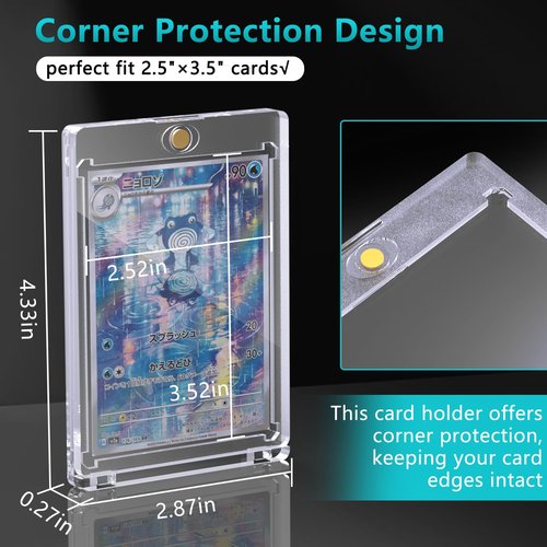 35pt Magnetic Card Holder for Trading Cards 25ct One Card Holder Touch Baseball Card Protectors Hard Plastic Magnetic Card Case Sports Display Football Magnetic Top Loads for Cards Sleeves