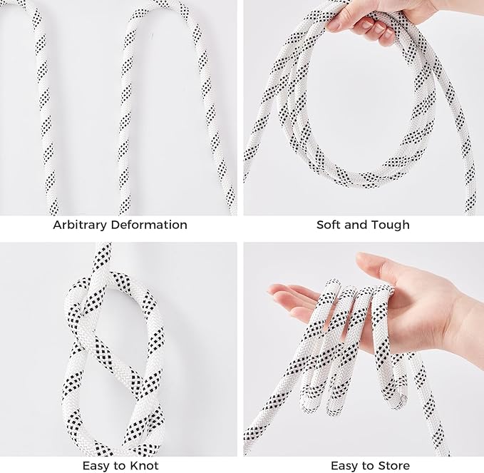 1/2 Inch 50ft Double Braided Polyester Arborist Rope, Heavy Duty Nylon Rope for Anchor, Tree Work, Cargo, Pulling, Sailing(White)