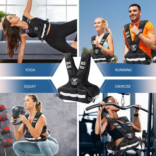 FUFF weighted vest woman 11–20 lb Unisex with 6 Weight Bags, Reflective Running Vest for Walking, Exercise and Strength Training