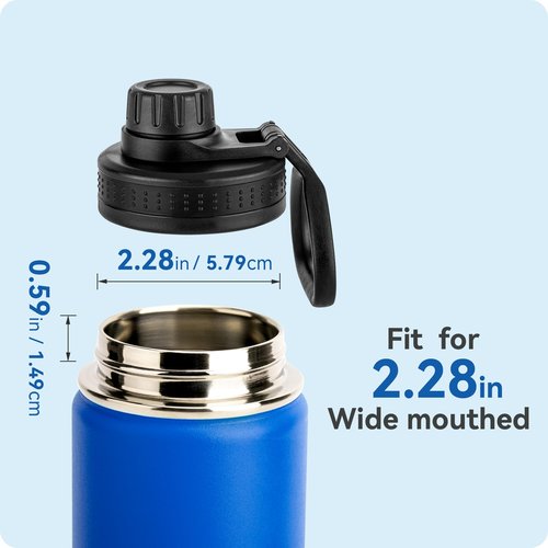 Prurex Spout Lid Replacement for Thermoflask, Takeya, Simple Modern, Iron °Flask - Wide Mouth 12/16/18/22/32/40/64oz Water Bottles | BPA-Free Leakproof Sport Cap with Handle (2.28" Diameter 1 Pack)