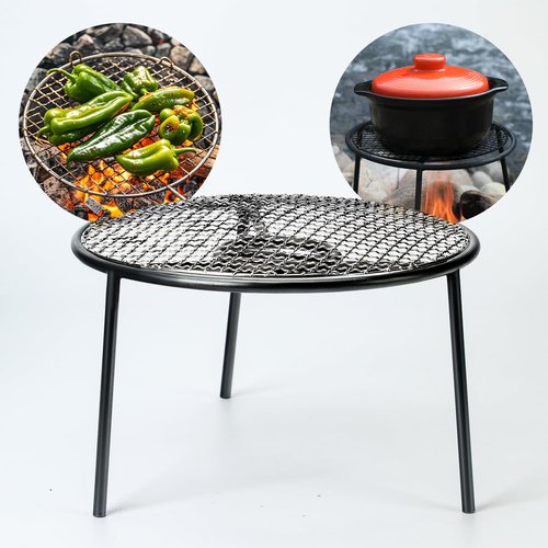 Oprika Campfire Tripod With 304 Stainless Steel Mesh, Portable Camping Tripod for Cooking, Campfire Grill Tripod, Rust-Resistant Campfire Cooking Stand, Adjustable Campfire Tripod Legs for Picnic, BBQ