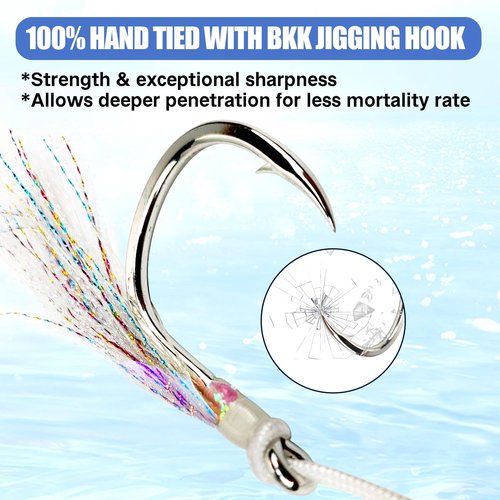 Eupheng Heavy Duty Assist Hooks, Glow, High Strength Double/Single Assist Replacement Fishing Hooks for Slow Fast Fall Jigging Lures, Also Have Steel Wire Style