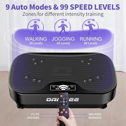 DamKee Vibration Plate Exercise Machine, Vibration Plate for Lymphatic Drainage, 9 Modes Whole Body Workout Vibrating Fitness Platform for Weight Loss & Shaping, Wellness - Home Gym Equipment (A-1)