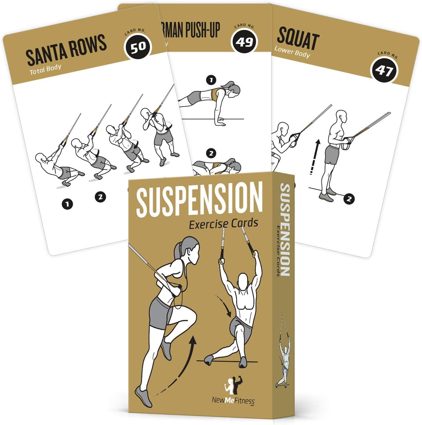 NewMe Fitness Yoga Pose Workout Cards, Instructional Fitness Deck for Women & Men, Beginner Fitness Guide to Training Exercises at Home or Gym