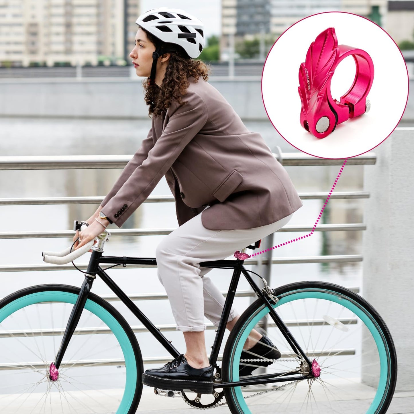 ONIPAX Bike Leaf Seatpost Quick Release Clamp Collar Aluminum Alloy 32mm/35mm