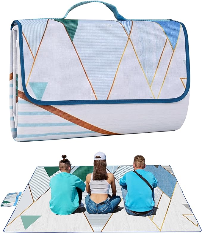 Picnic Blanket, Foldable Waterproof Sand Mat, 80" x 80" Extra Large Picnic Blanket,Outdoor Mat Beach Blanket for Camping Hiking Travel Family Concerts
