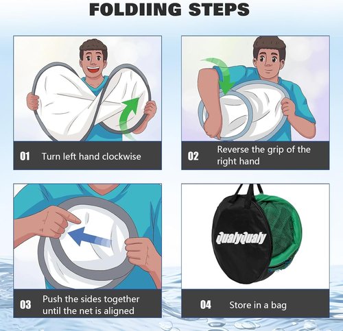 QualyQualy Extra Large Floating Fish Basket for Live Well, Fully Foldable Fishing Net Holder Collapsible Mesh Fishing Holder Cage for Caught Fish Bucket