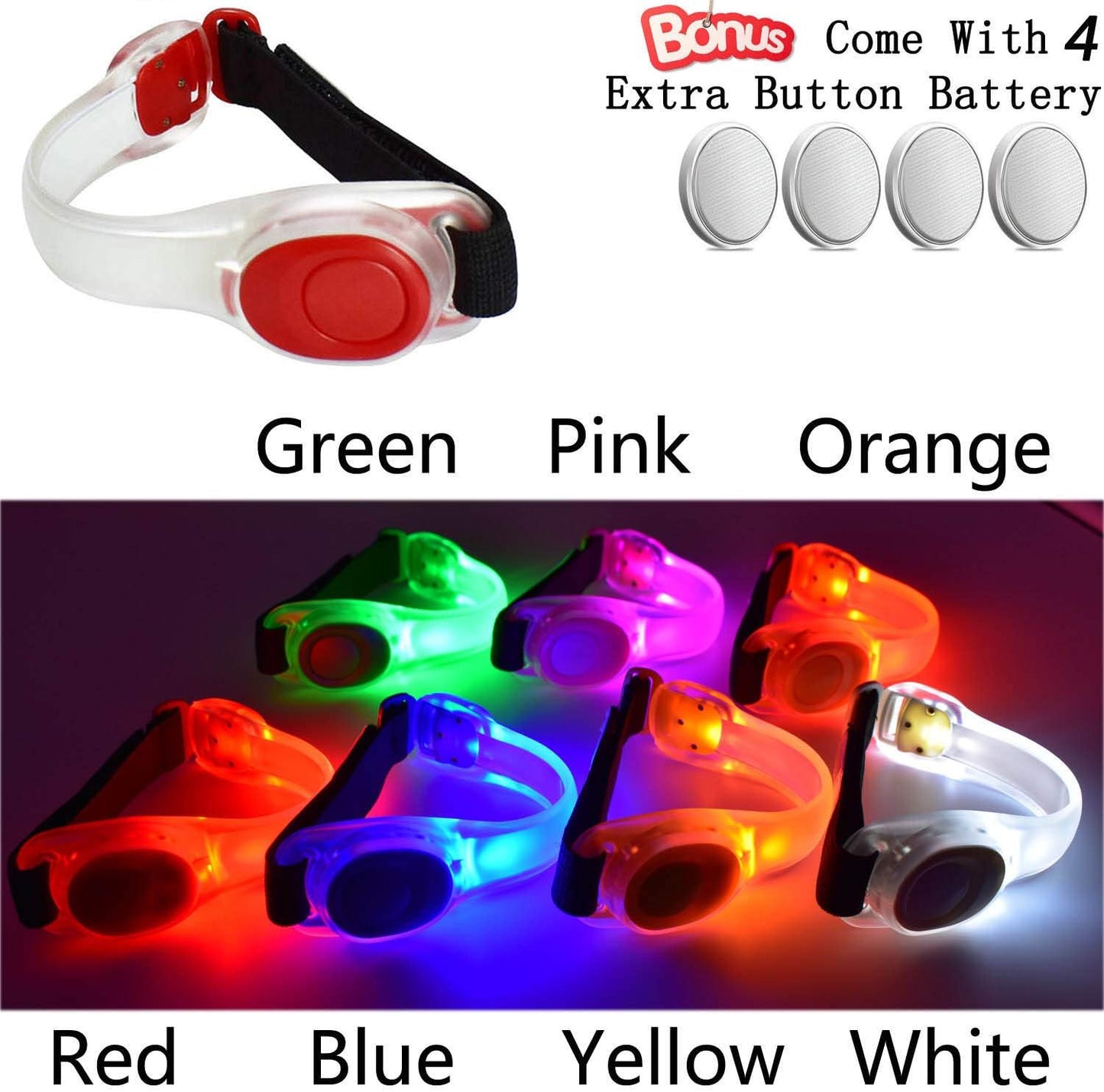 Premium LED Light Up Armband, Reflective Adjustable Wearable Silicone Running Belt Strap/Waterproof Glow in The Dark for Running Jogging Walking Cycling Concert Camping Outdoor Sports