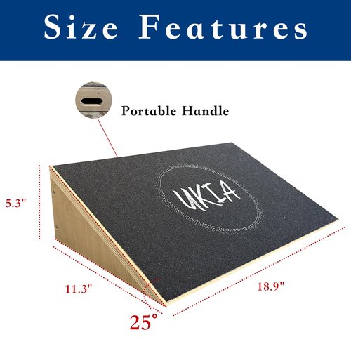 UKIA Slant Board for Squats - Slant Board Squat Wedge for Calf Stretching - Non-Slip 25 Degree Incline Knees Over Toes Weightlifting Equipment to Improve Athletic Performance