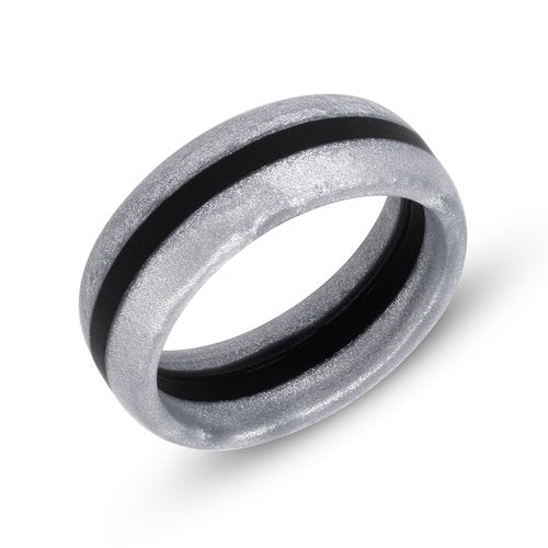 DYNOFIT Silicone Ring - Comfortable 4 Piece Set of Mens Wedding Band - Durable, Flexible Rings for Men - Perfect for Active Men, Blue Collar Workers, First Responders (12)