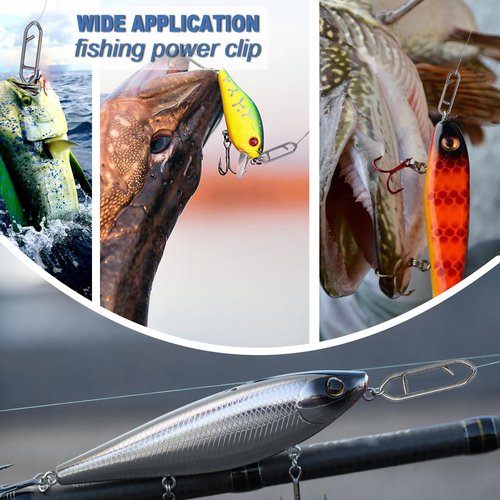 ENERHIKE Fishing Power Clips, 200pcs Fishing Speed Clips for Fishing Lure Quick Change, High Strength Stainless Steel Clips Snap Freshwater Saltwater Crankbait Popper Lure Connector Tackle