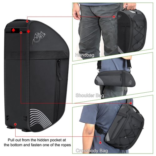 YEEGO DIRECT Bike Rack Bag, 14L Expandable Capacity Bike Bags for Bicycles Rear Rack,Waterproof Bike Trunk Bag, Bike Panniers Reflective Design, Crossbody Shoulder Bag for Commuting Outings