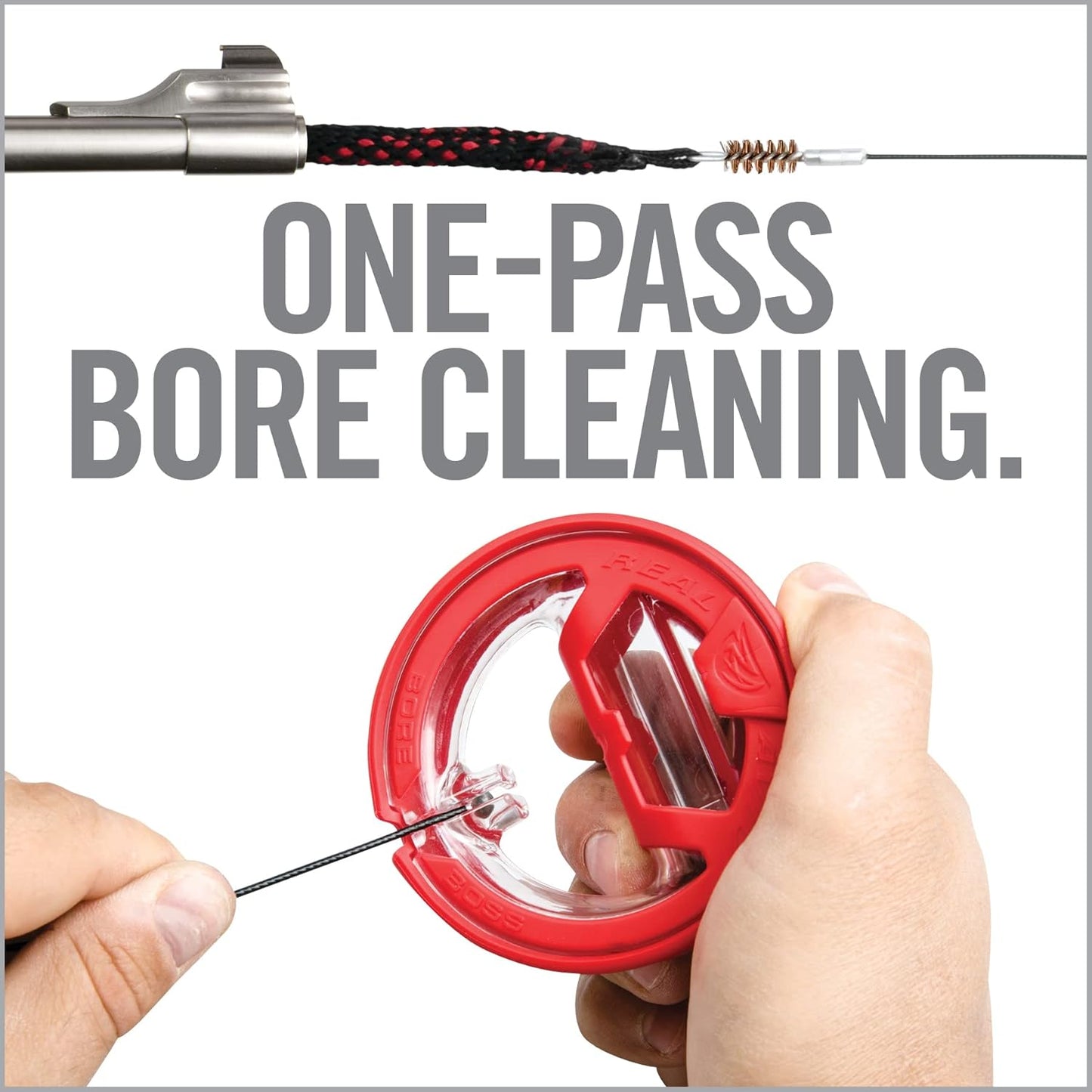 Real Avid Bore Boss Gun Cleaning System - Rapid Pull Through Barrel & Bore Cleaning Cable with Integrated Brush & Mop - Choose Style Below
