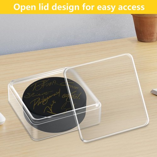Hockey Puck Display Cases, Acrylic Cube Square Hockey Puck Display Cases - Fits Official Size Hockey Puck (3 PCS)