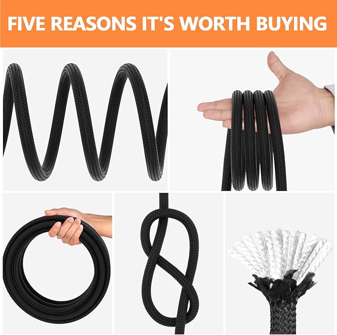 X XBEN Braided Polyester Arborist Rope 1/2 inch X 220ft, 48 Strands, 12 Inner core,5174 LBS Breaking Strength Outdoor Ropes, Arborist Rigging Rope for Rock Hiking Camping Swing Tree Rescue,Black