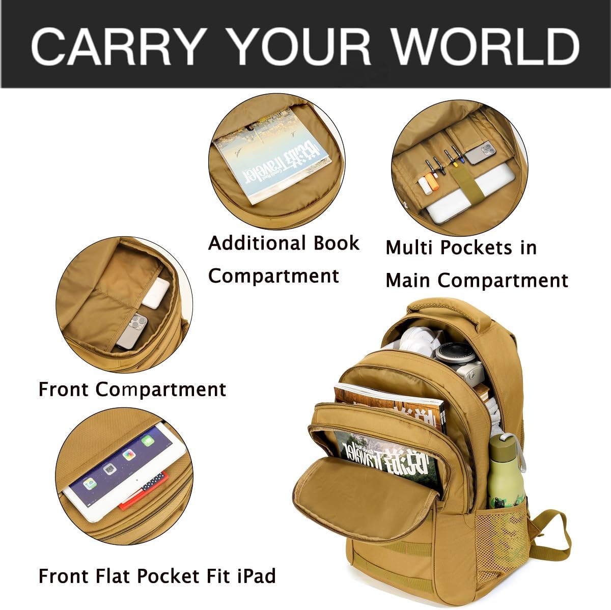 outdoor plus Camo Backpack,Military Boys Backpacks for School,40L Army Bookbag with USB Charging Port Waterproof