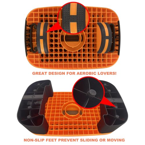 ZUETK 4-In-1 Aerobic Balance Board and Step Up Exercise Platform - Adjustable Multifunctional Balance Board Slant Board, Steppers for Exercise - Home Workout Non Slip Stepper Platform Orange