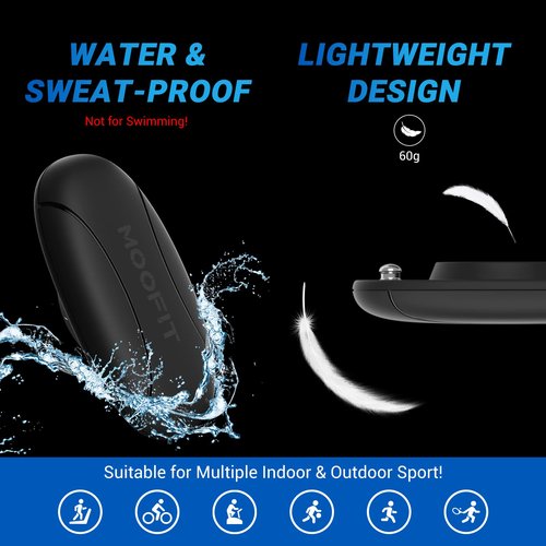moofit HR8 Heart Rate Monitor Chest Strap, Low Energy Real-Time Heart Rate Data Bluetooth 5.0/ANT+, Longer Communication Range, IP67 Waterproof, Compatible with iOS/Android Apps, Gym Equipment, Black