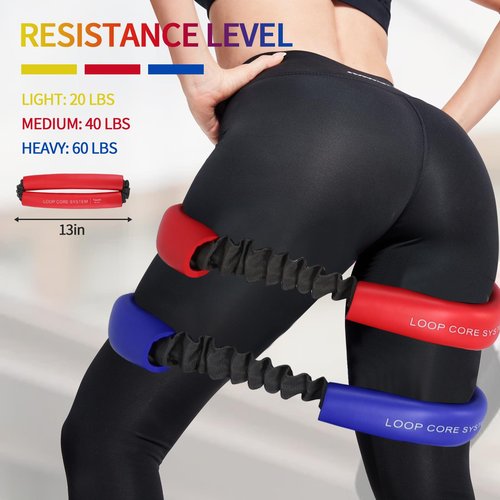 Hip & Core System, Resistance Loop to Stretch, Core Fitness Glute Workout Bands (Red - 40 lbs)