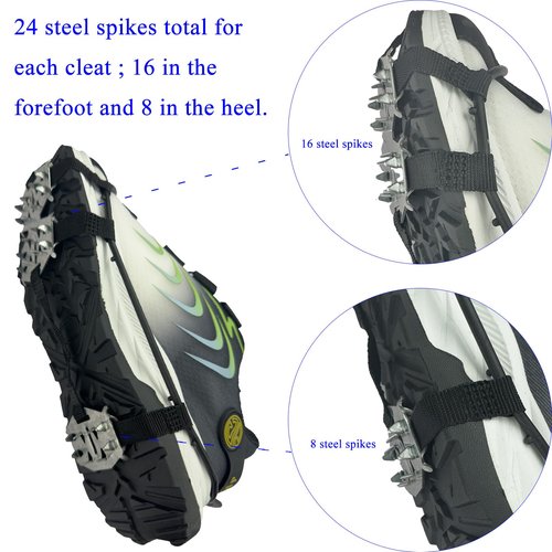 Non Slip Gripper Spike Ice Traction Cleats Walk Traction Cleat Ice Snow Grips for Shoes Boots (Steel Plate, 2)
