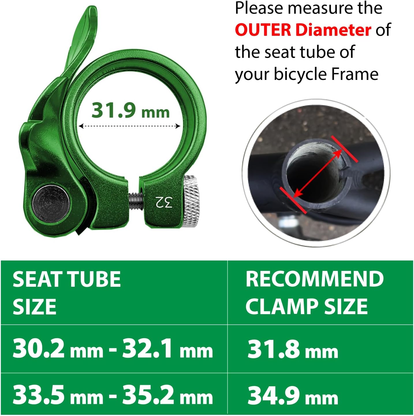 ONIPAX Bike Leaf Seatpost Quick Release Clamp Collar Aluminum Alloy 32mm/35mm