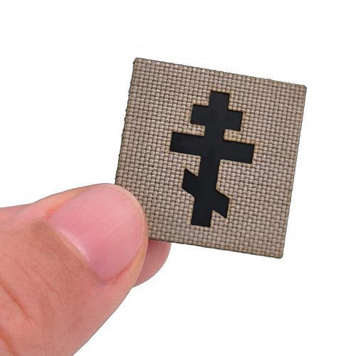 Mini Orthodox Cross Crucifix Tactical Morale Patch [Tan, Black]