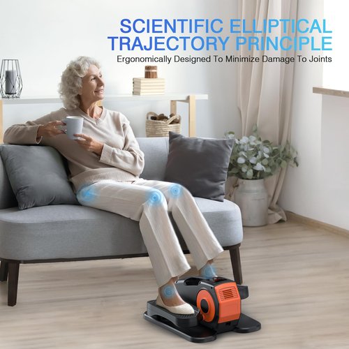 DUREXO Under Desk Elliptical, Elliptical Leg Exerciser for Seniors, Home Portable Elliptical with Remote Control and 12 Adjustable Speeds, Electric Seated Pedal Exerciser
