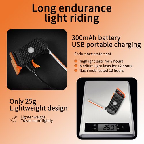 BsrFirst LED Bike Tail Light, Orange Light Flow Tail Light, Bicycle Warning Tail Light, 5 Modes, USB Rechargeable, Waterproof, Cycling Tail Light for Any Type of Seat Post