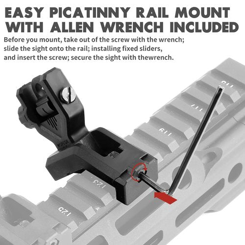 ZBULAR 45 Degree Offset Fiber Optic Sights,Fits Picatinny Rails,Flip Up Front Rear Sites with Red&Green Dot,BUIS Backup Sight Set for Airsoft Gun, Tool-Free Adjustable Front Sight Rapid Transition