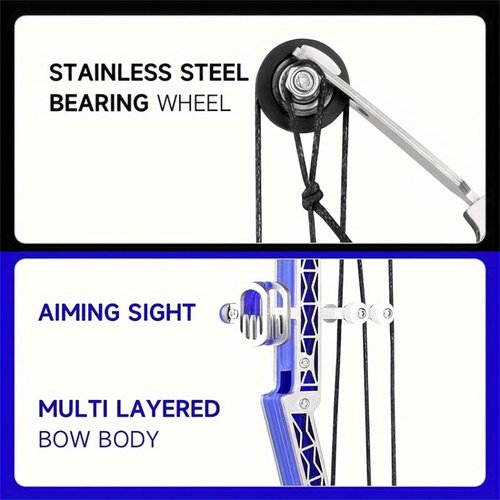 Archery Set Compound Bow Stainless Steel Training Bow Outdoor Sports Hunting Cool Stuff Professional Competition Black Style Length 10 inches