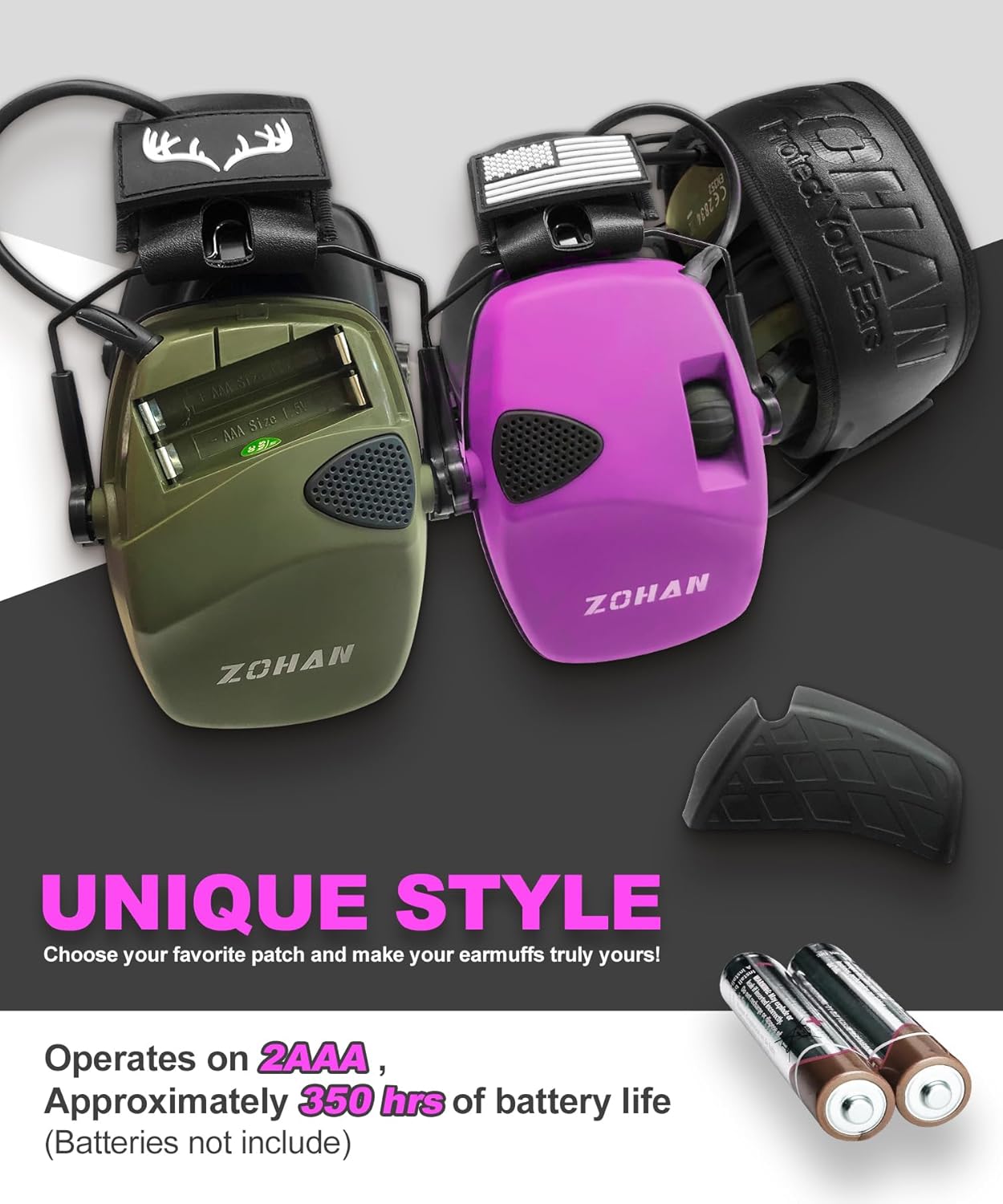 ZOHAN EM054 Electronic Shooting Ear Protection with Sound Amplification, Slim Active Noise Reduction Earmuffs for Gun Range