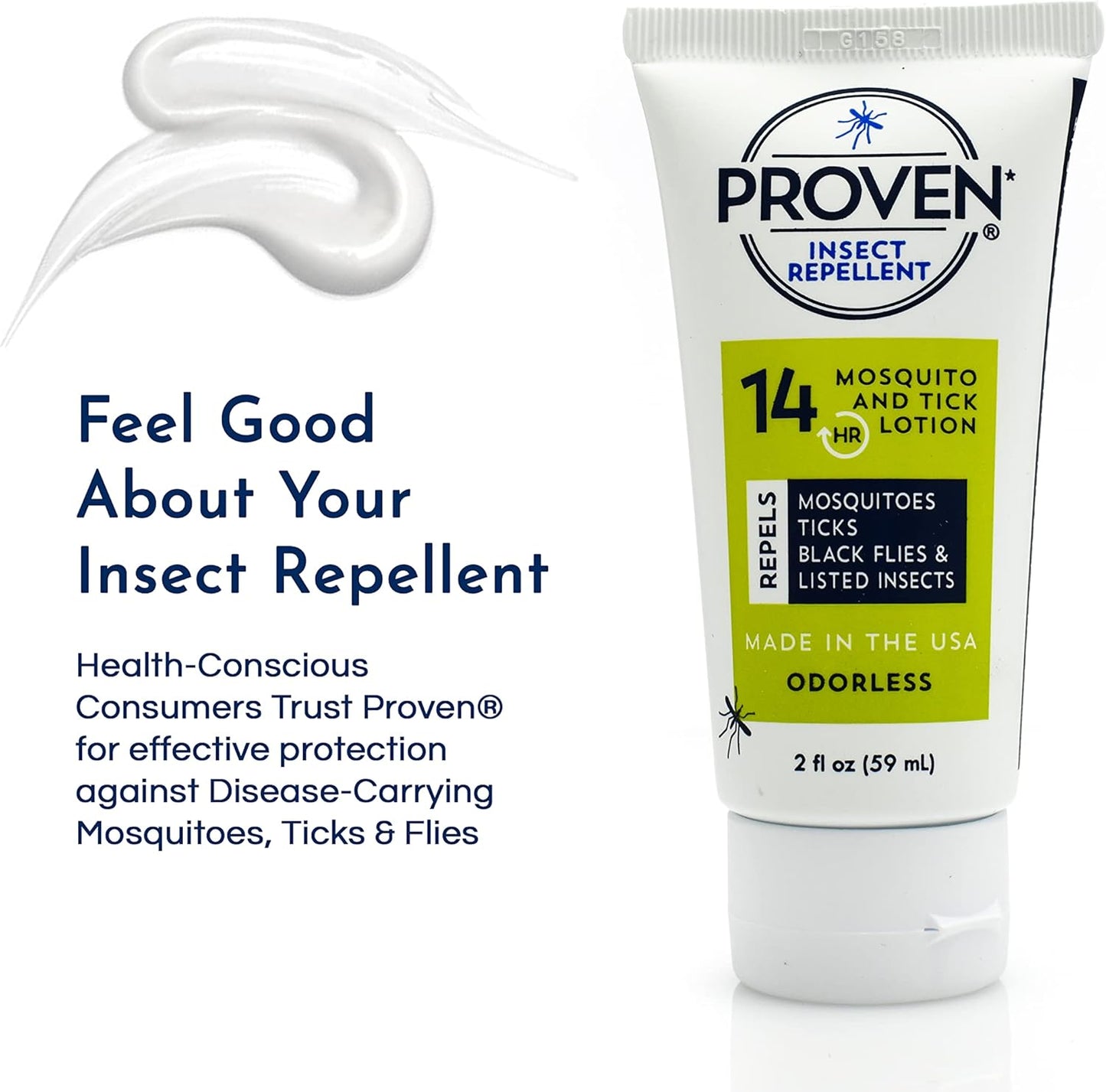 Proven Insect Repellent Lotion, Keep Mosquitoes, Ticks and Flies Off, DEET Alternative Repellent, Up to 14-Hour Protection, Great for Outdoor Camping and Hiking, 6 Ounce, Odorless Lotion