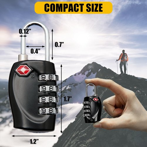 4 Pack TSA Approved Gun Case Locks for Pistol Case, 4 Digits Travel Locks Small Tool Box Combo Lock Combination Padlocks for Gun Cases/Luggage/Firearm Air Travel Cases, Small Dial Zipper Pad Lock