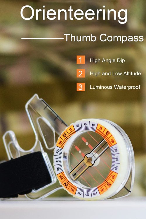 Orienteering Thumb Compass Basic Aim Elite Training Competition Race Compass for Outdoors Sports Foot Cross-Country Directional Movement Match Tournament Contest Athletics Student Kid