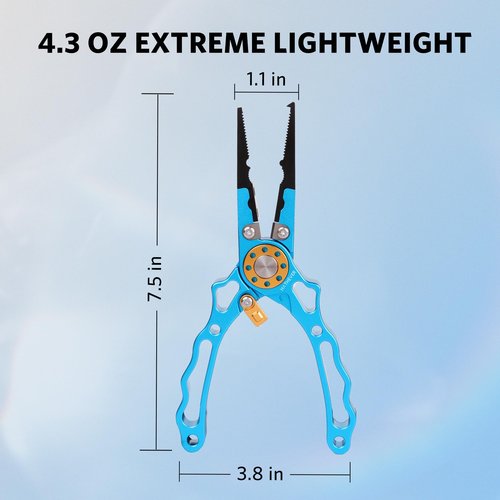 Hathever Saltwater Fishing Pliers, Split Ring & Hook Remover with Tungsten Carbide Cutters, Lockable, Aircraft Aluminum Handle, Sheath & Lanyard, Gifts for Men