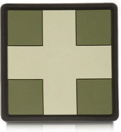 M-Tac Medical Cross PVC Patch - Morale Badge for Med Tactical Military Army Gear with Hook Fastener (Black)