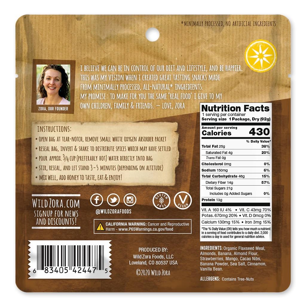 Wild Zora Paleo Freeze Dried Meals for Backpacking & Camping - Healthy Gluten Free & Grain Free Camping Meals/Backpacking Food + No Added Sugar - Great for Travel (AIP 4-pack)