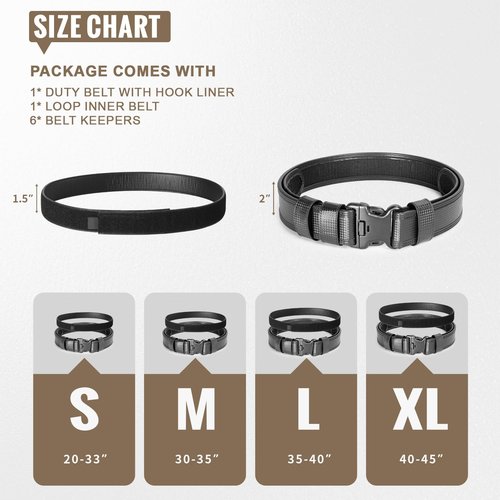 VISMIX Basketweave Police Duty Belt 2" Hook Lining Leather Duty Belts Law Enforcement w/1.5" Loop Inner Belt（35-40"）