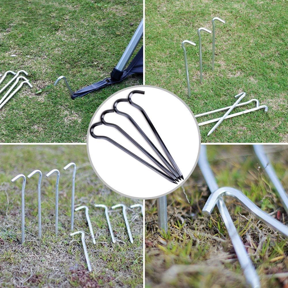 Tent Pegs - Aluminium Tent Stakes Pegs with Hook - 7’’ Hexagon Rod Stakes Nail Spike Garden Stakes Camping Pegs for Pitching Camping Tent, Canopies