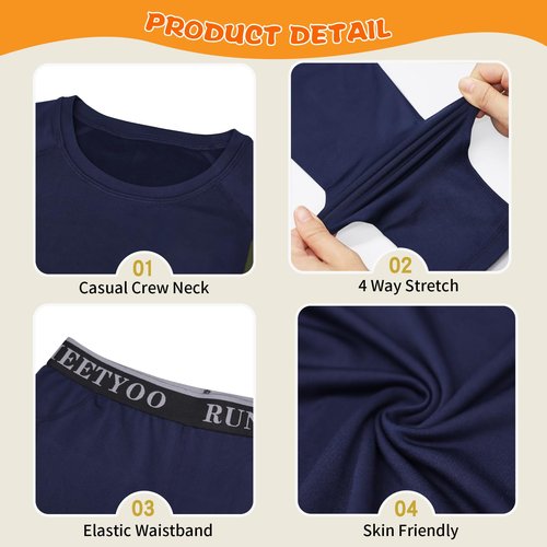 MEETYOO Thermal Underwear for Kids, Boys Thermal Underwear Set Long Underwear Long Johns for Kids, Base Layer for Winter